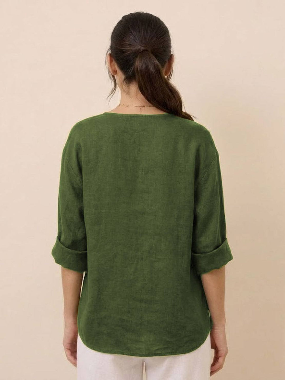 Pure Linen Age-Defying Button Detail Shirt green image 3 