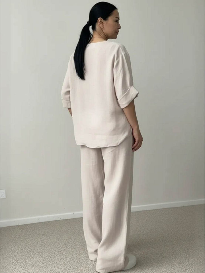 Pure Linen Two-Piece Casual Comfort Set beige image 4 