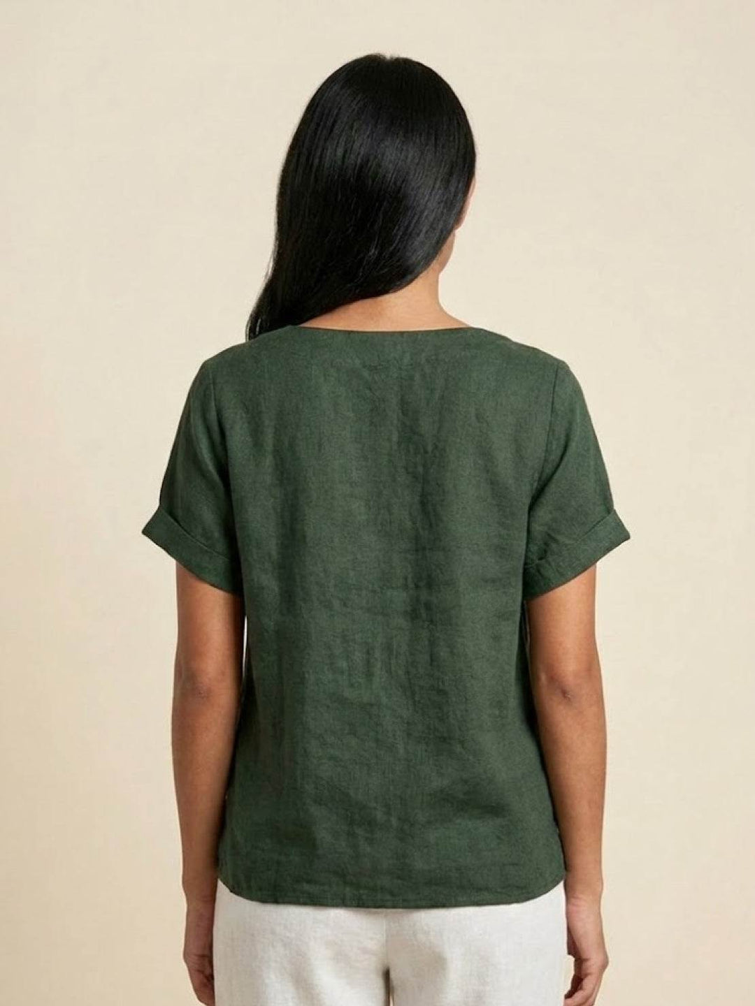 Relaxed Fit Pure Cotton Button-Up T-Shirt army green image 4 