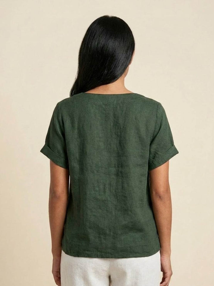 Relaxed Fit Pure Cotton Button-Up T-Shirt army green image 4 