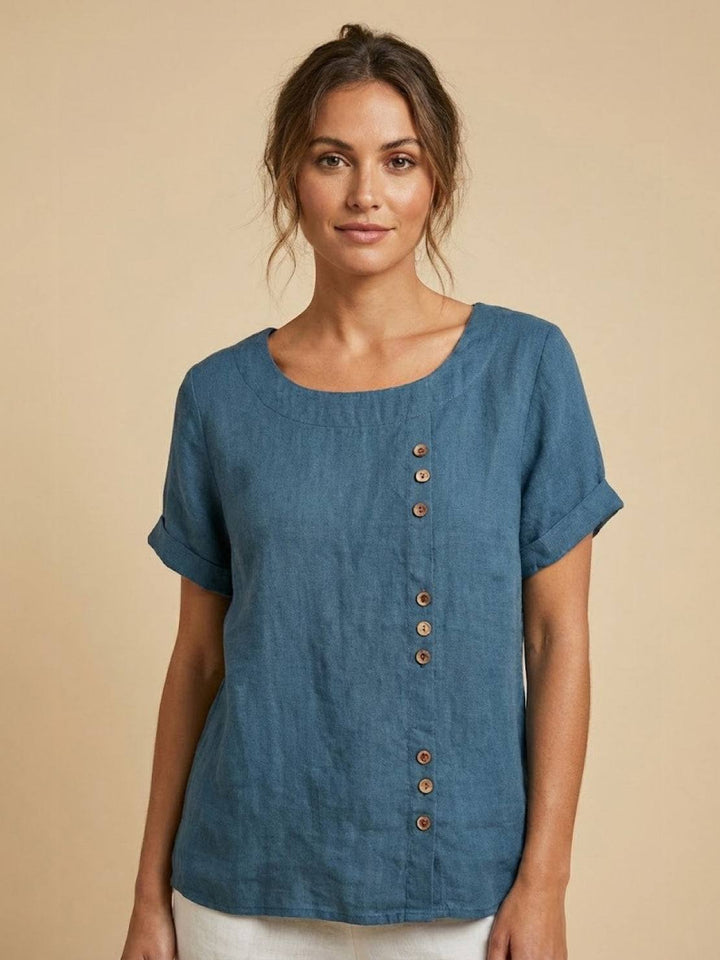 Relaxed Fit Pure Cotton Button-Up T-Shirt deep teal image 1 