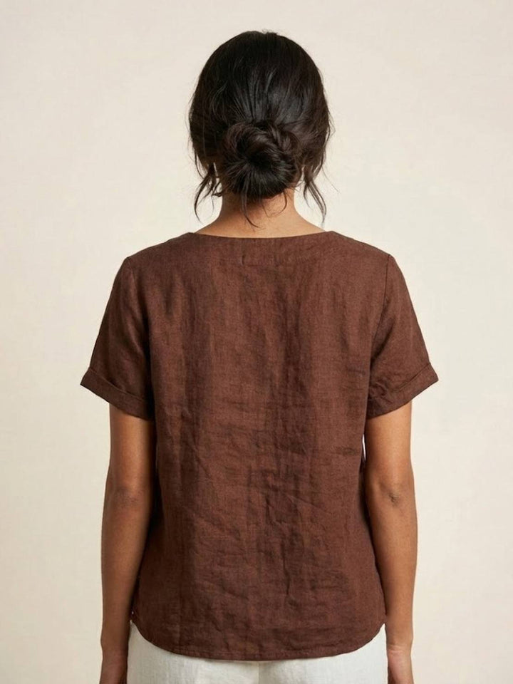 Relaxed Fit Pure Cotton Button-Up T-Shirt coffee brown image 4 