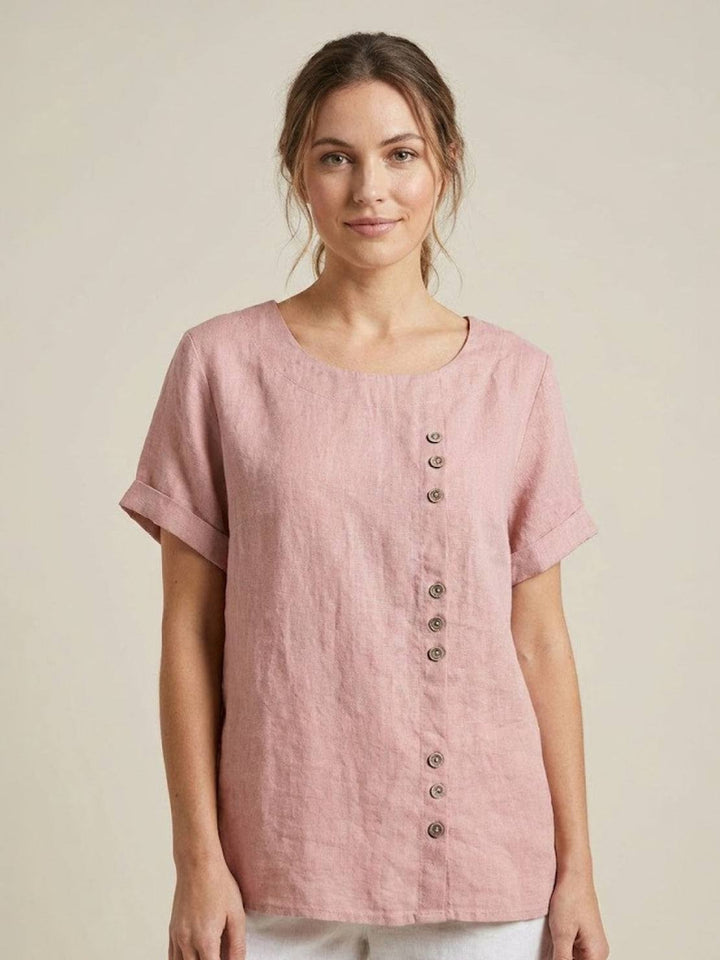 Relaxed Fit Pure Cotton Button-Up T-Shirt lightpink image 1 
