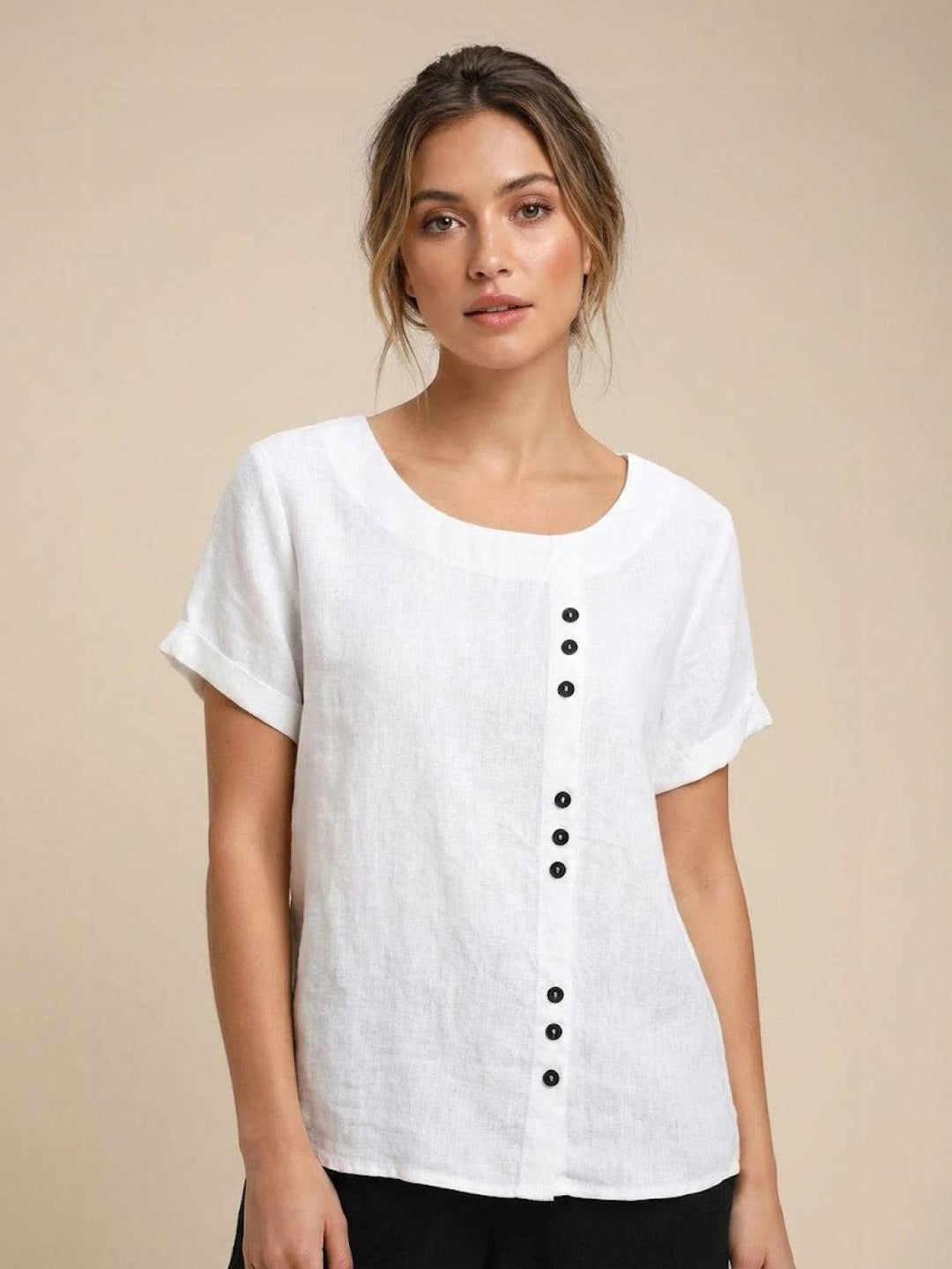 Relaxed Fit Pure Cotton Button-Up T-Shirt white image 1 