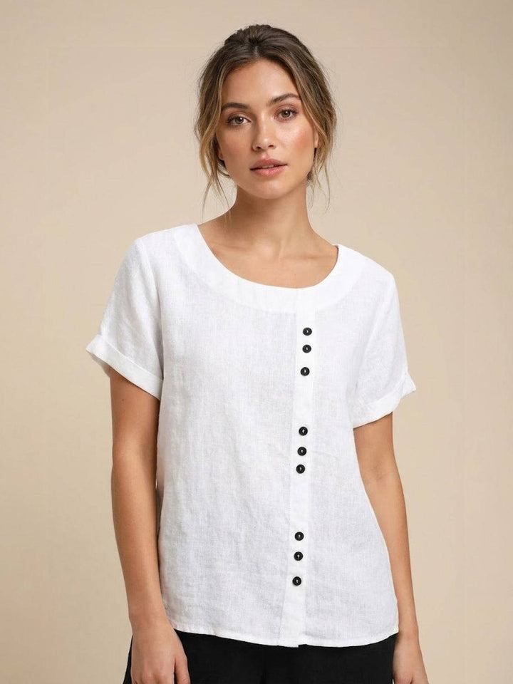 Relaxed Fit Pure Cotton Button-Up T-Shirt white image 1 