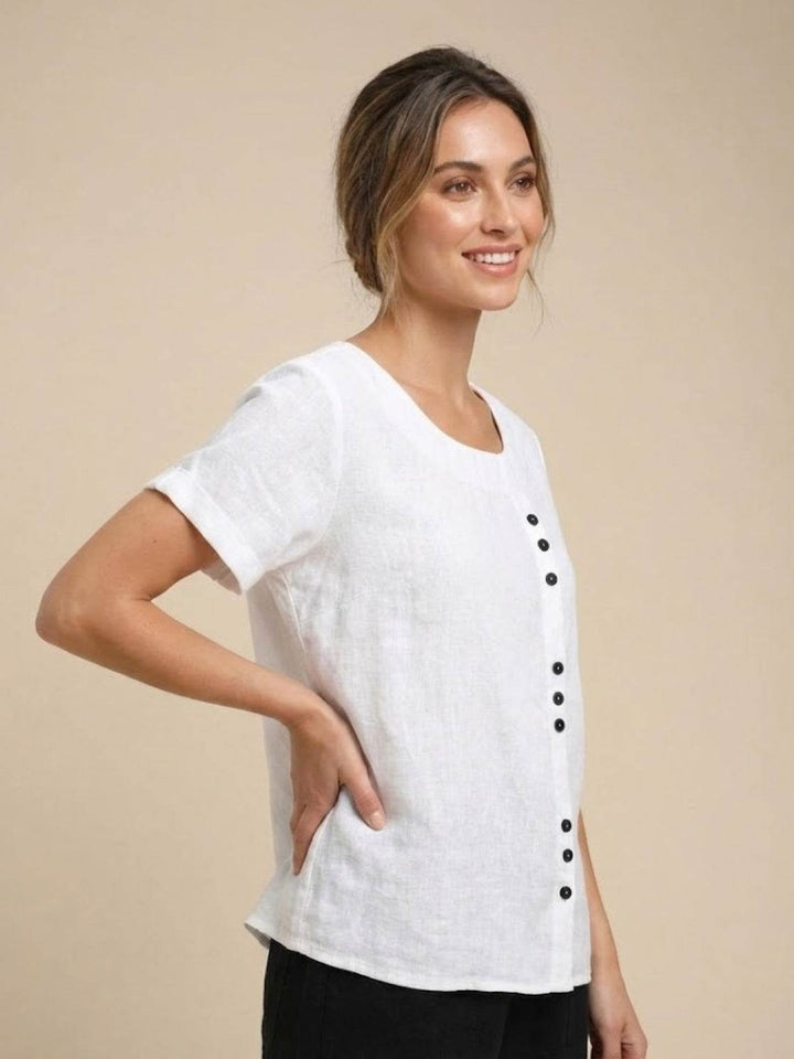 Relaxed Fit Pure Cotton Button-Up T-Shirt white image 5 