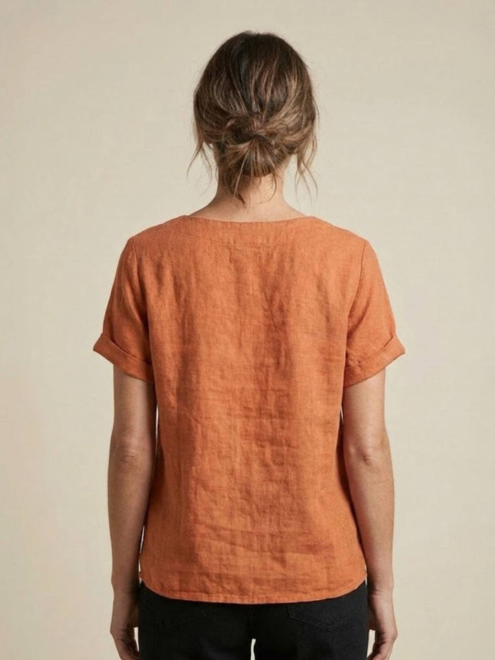 Relaxed Fit Pure Cotton Button-Up T-Shirt orange image 4 