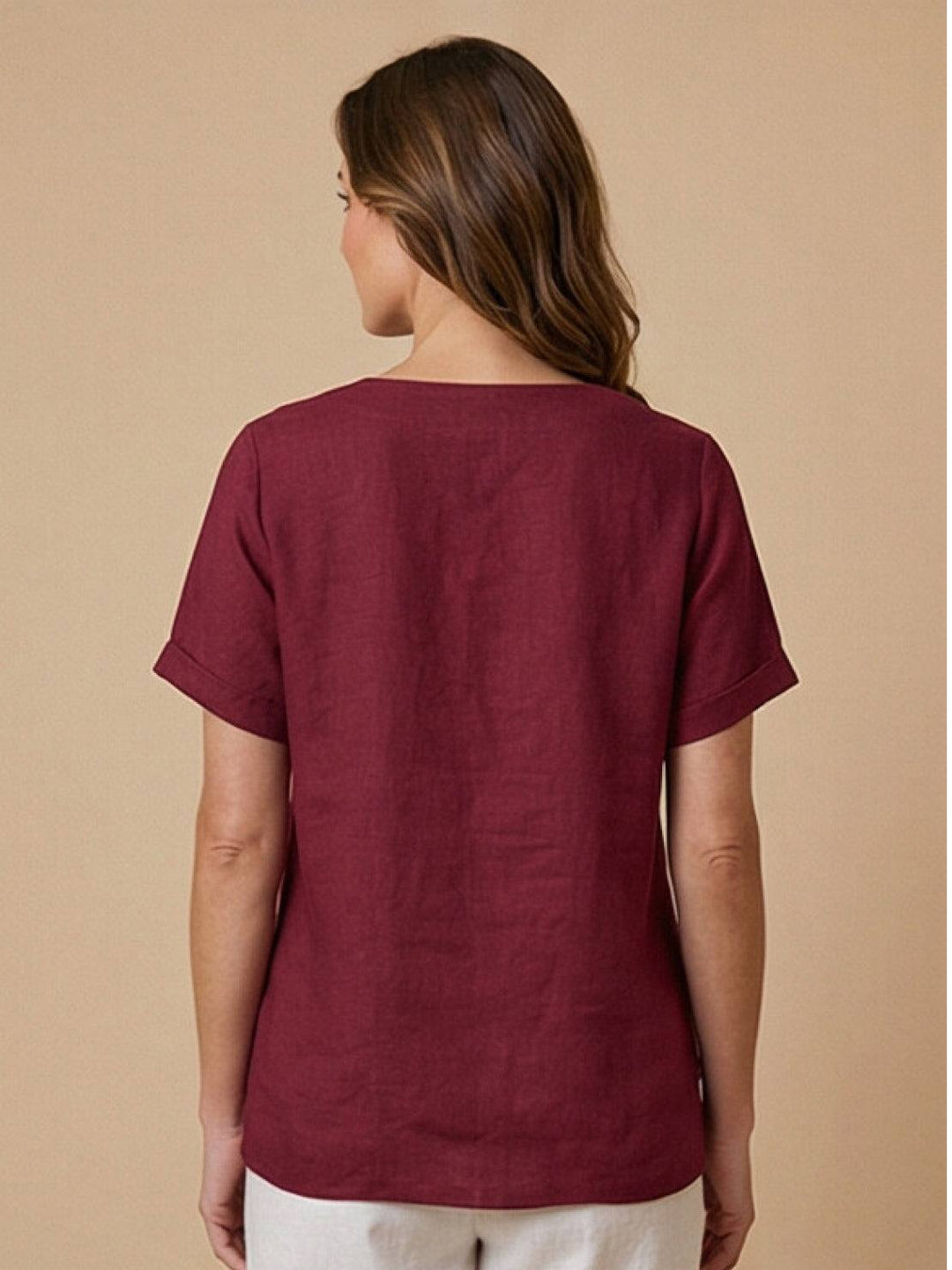 Relaxed Fit Pure Cotton Button-Up T-Shirt burgundy image 4 