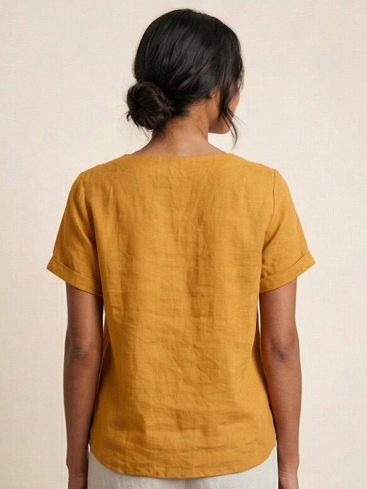 Relaxed Fit Pure Cotton Button-Up T-Shirt mustard image 4 