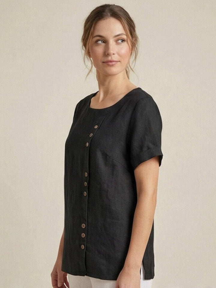 Relaxed Fit Pure Cotton Button-Up T-Shirt black image 5 