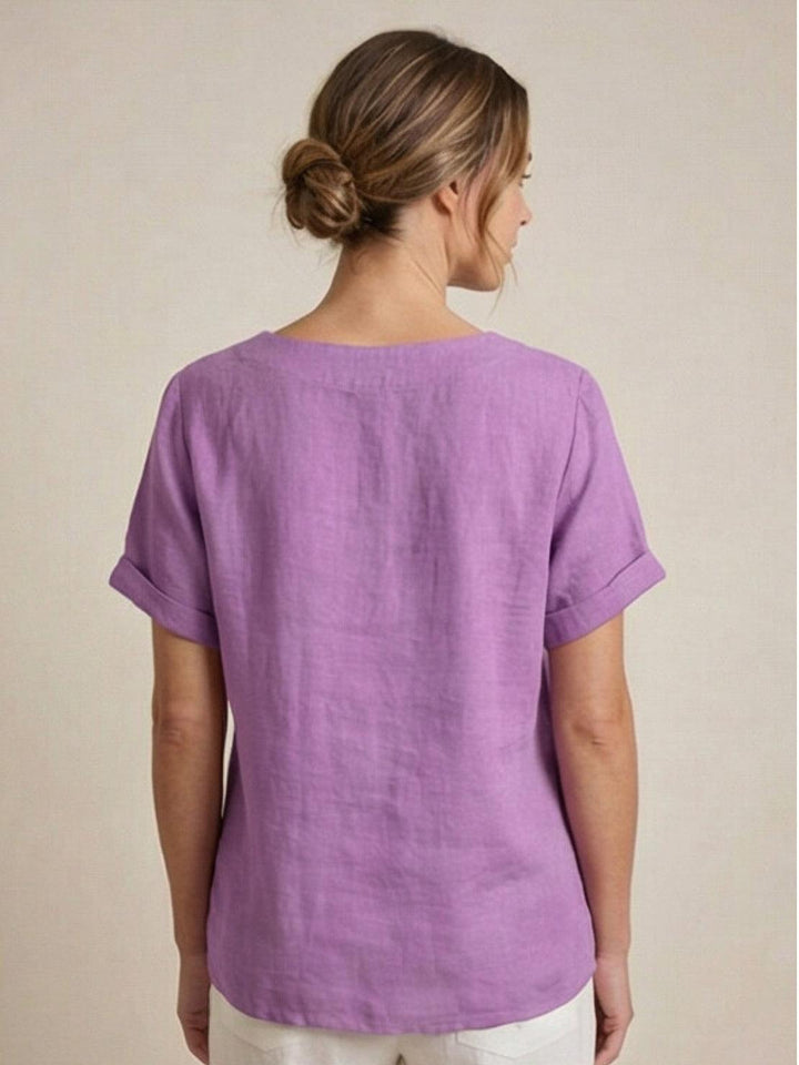 Relaxed Fit Pure Cotton Button-Up T-Shirt lavender image 4 