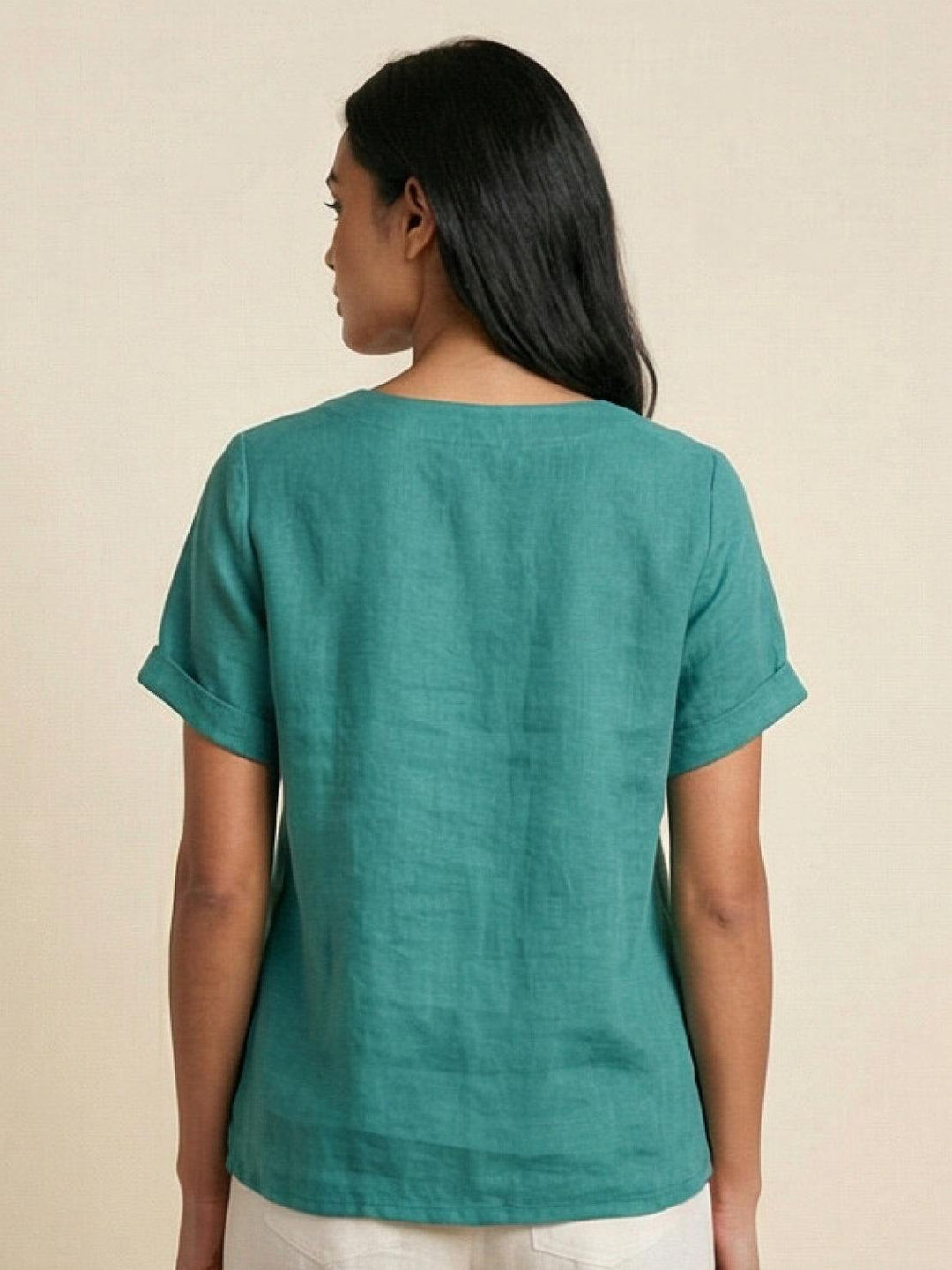 Relaxed Fit Pure Cotton Button-Up T-Shirt teal image 4 