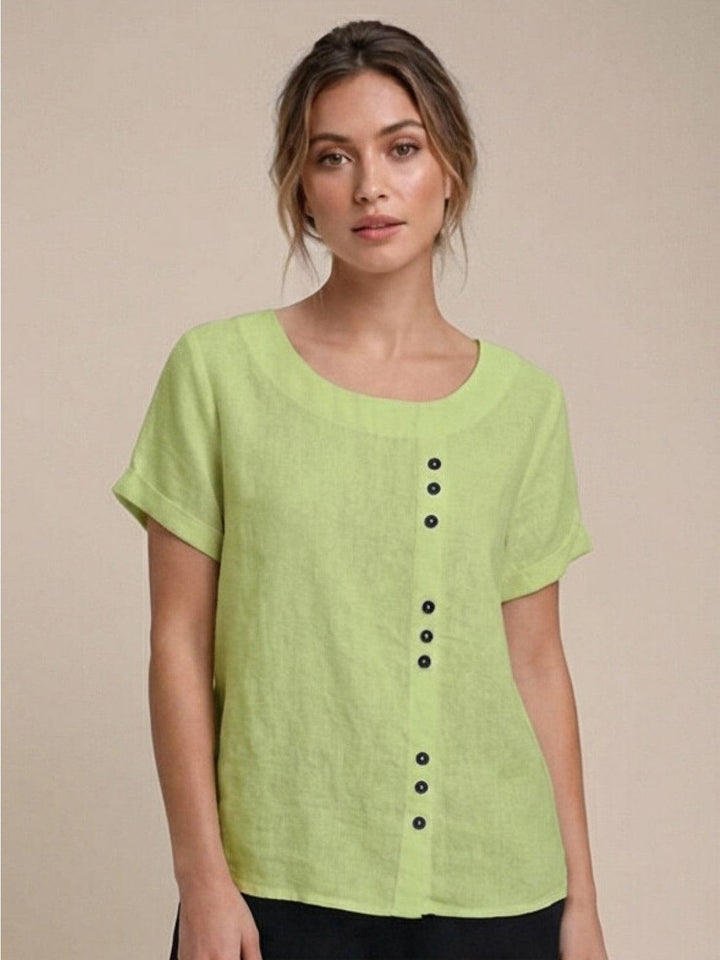 Relaxed Fit Pure Cotton Button-Up T-Shirt lime green image 1 