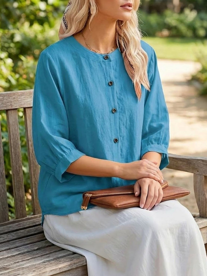Relaxed Loose Breathable Linen Blouse teal image 4 