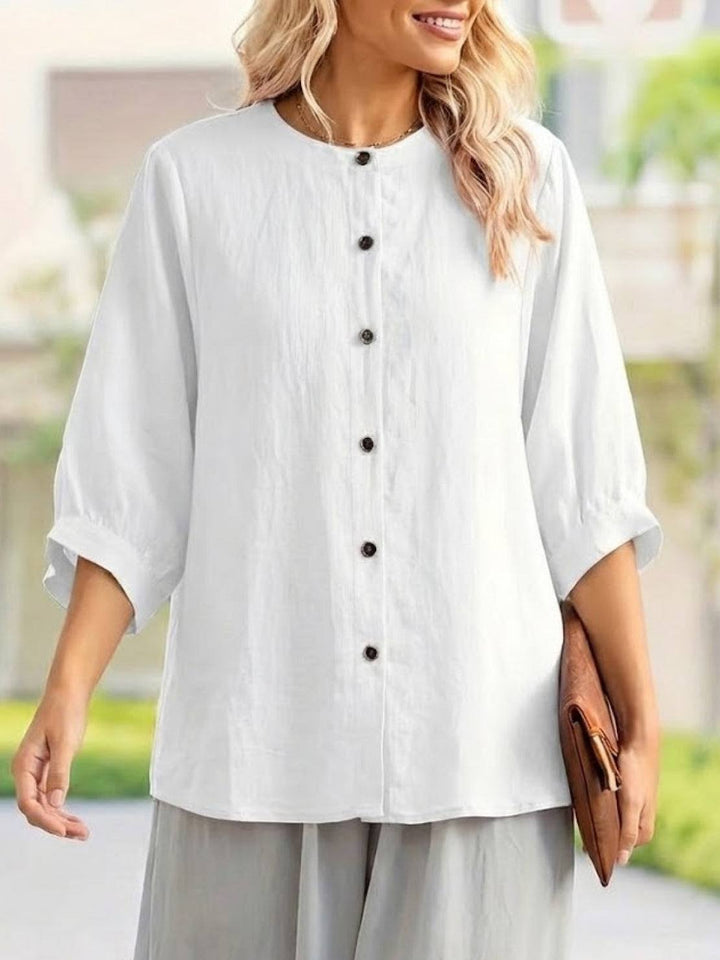Relaxed Loose Breathable Linen Blouse white image 4 