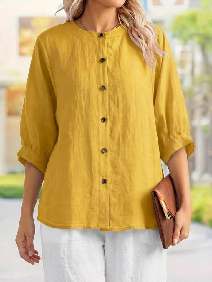 Relaxed Loose Breathable Linen Blouse yellow image 4 