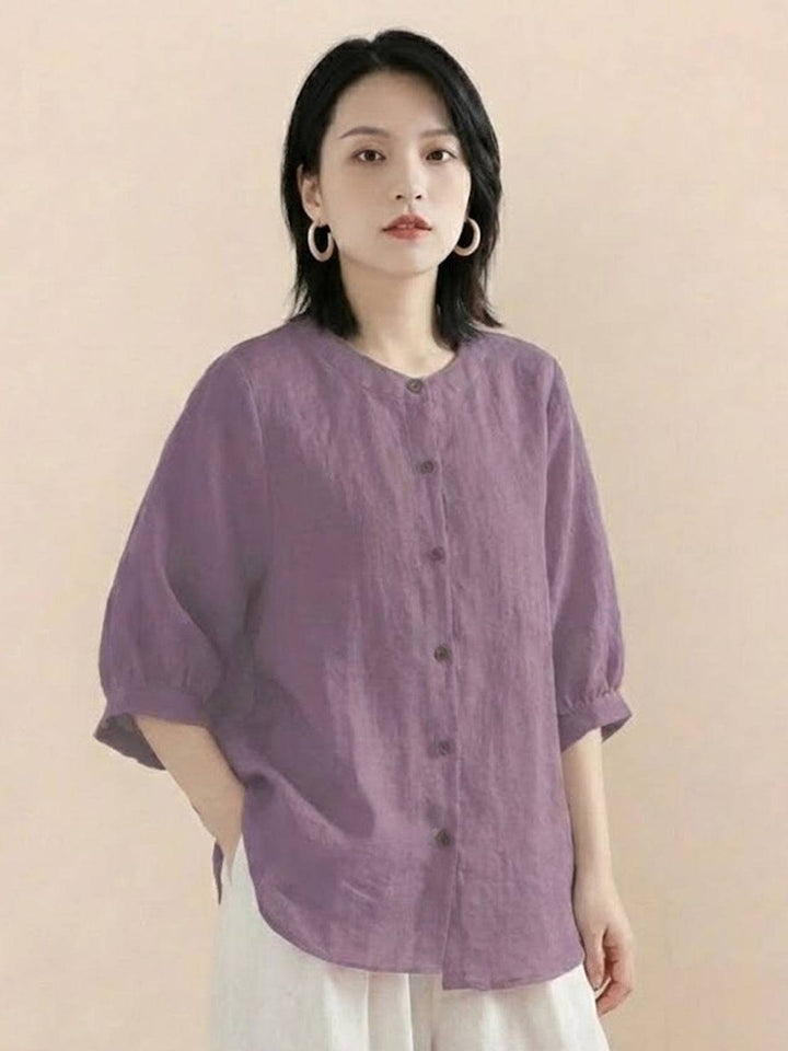 Relaxed Loose Breathable Linen Blouse mauve image 1 
