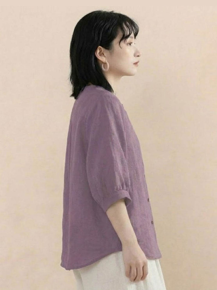 Relaxed Loose Breathable Linen Blouse mauve image 2 
