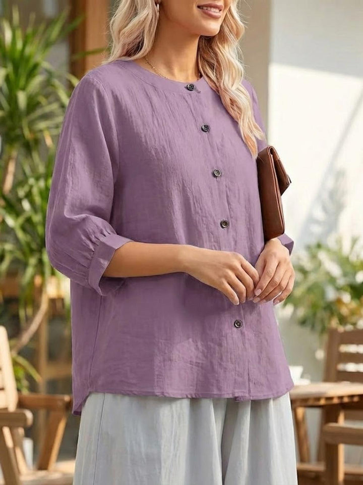 Relaxed Loose Breathable Linen Blouse mauve image 4 