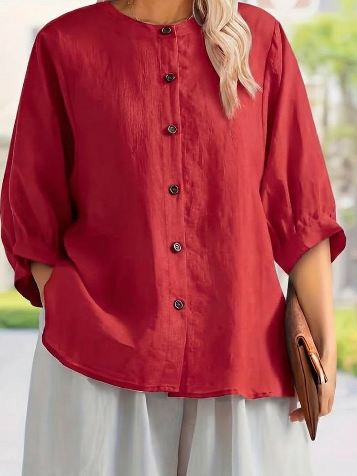 Relaxed Loose Breathable Linen Blouse red image 4 