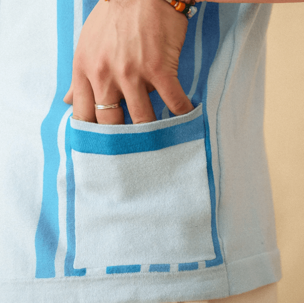 RETRO POCKET BUTTON-THROUGH KNITTED POLO