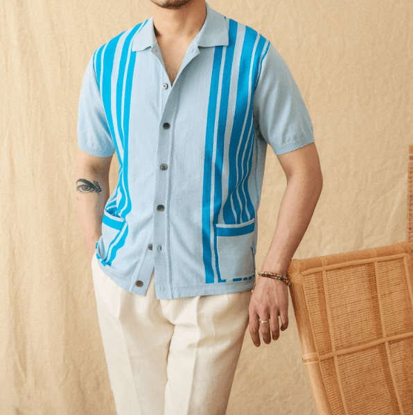 RETRO POCKET BUTTON-THROUGH KNITTED POLO