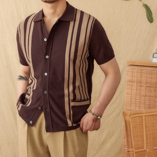 RETRO POCKET BUTTON-THROUGH KNITTED POLO