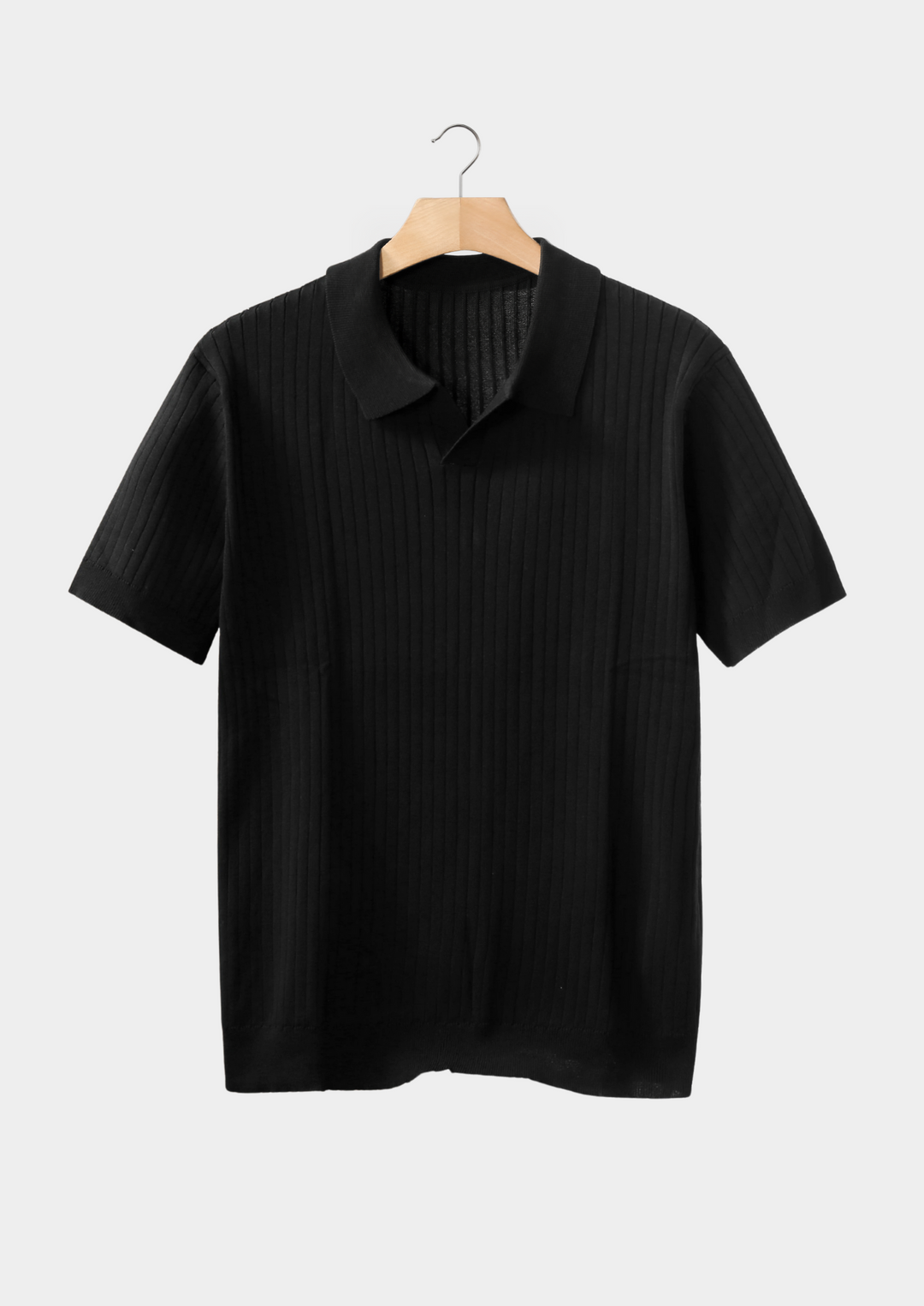 Ribbed Buttonless Polo black image 1 #color_black