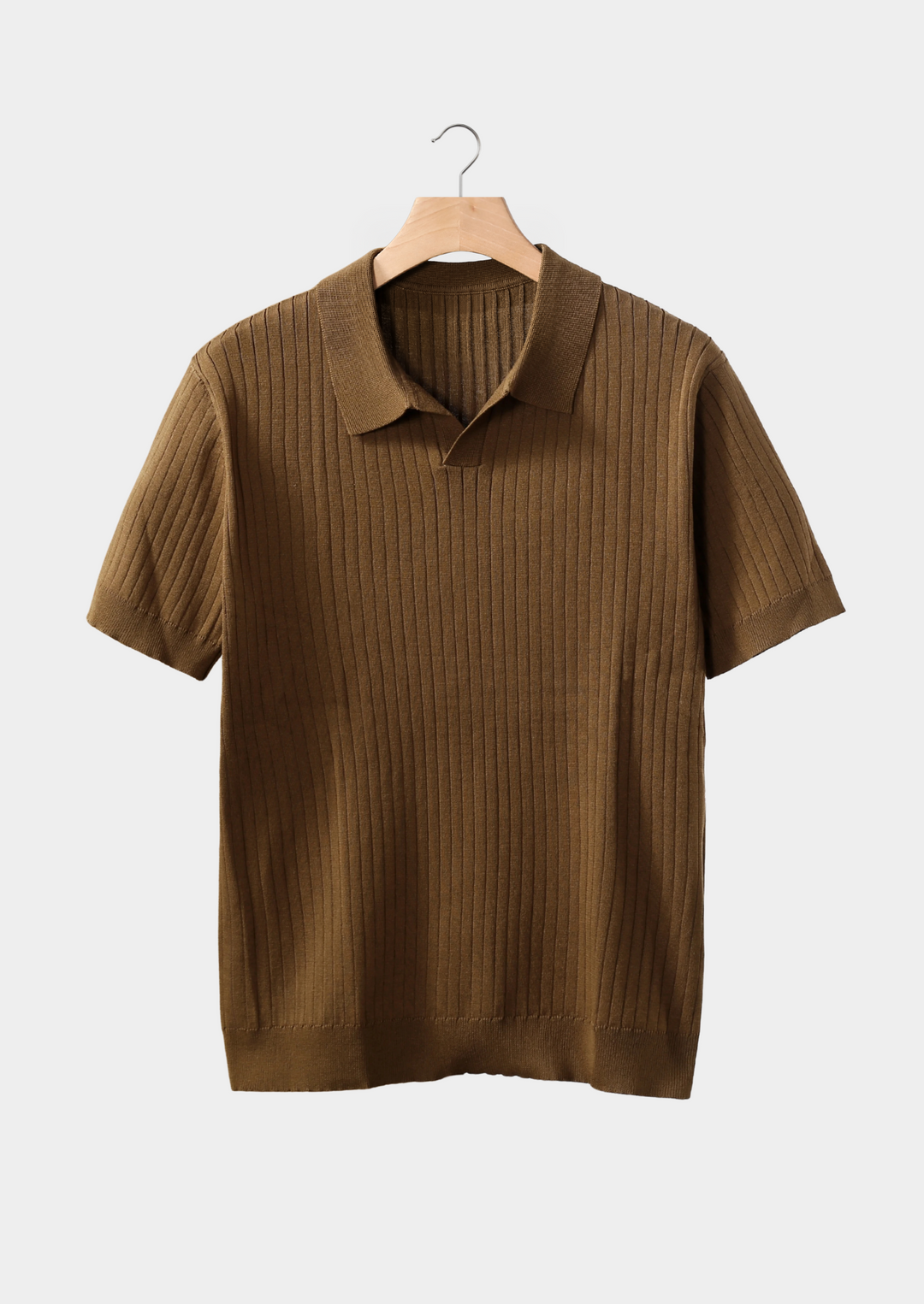 Ribbed Buttonless Polo caramel image 1 #color_caramel