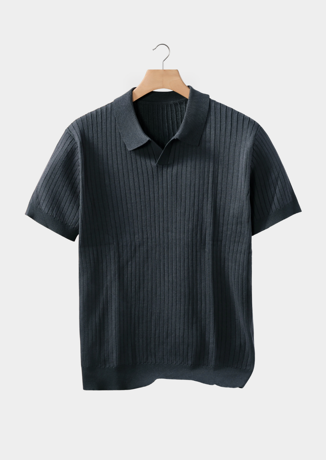Ribbed Buttonless Polo dark gray image 1 #color_dark-gray