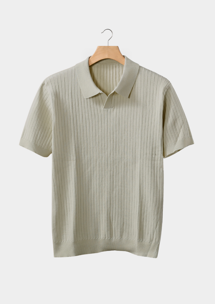 Ribbed Buttonless Polo khaki image 1 #color_khaki