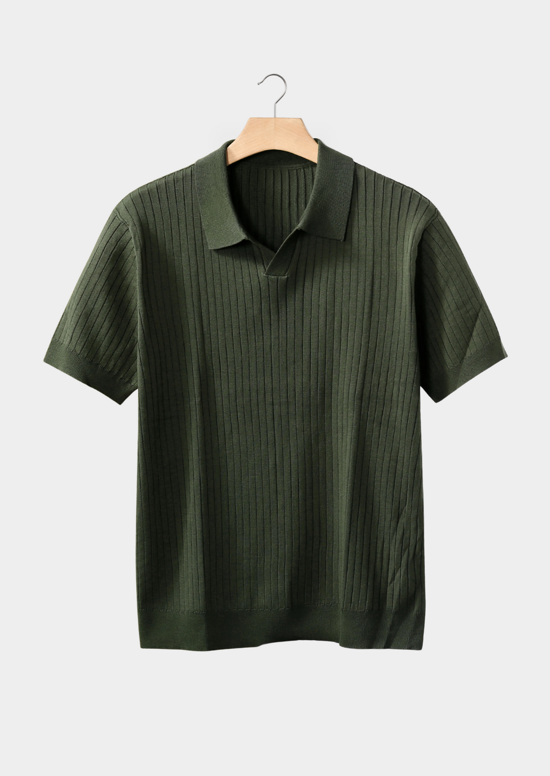Ribbed Buttonless Polo olive image 1 #color_olive