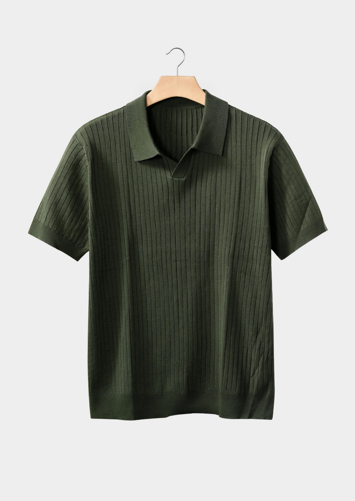 Ribbed Buttonless Polo olive image 1 #color_olive