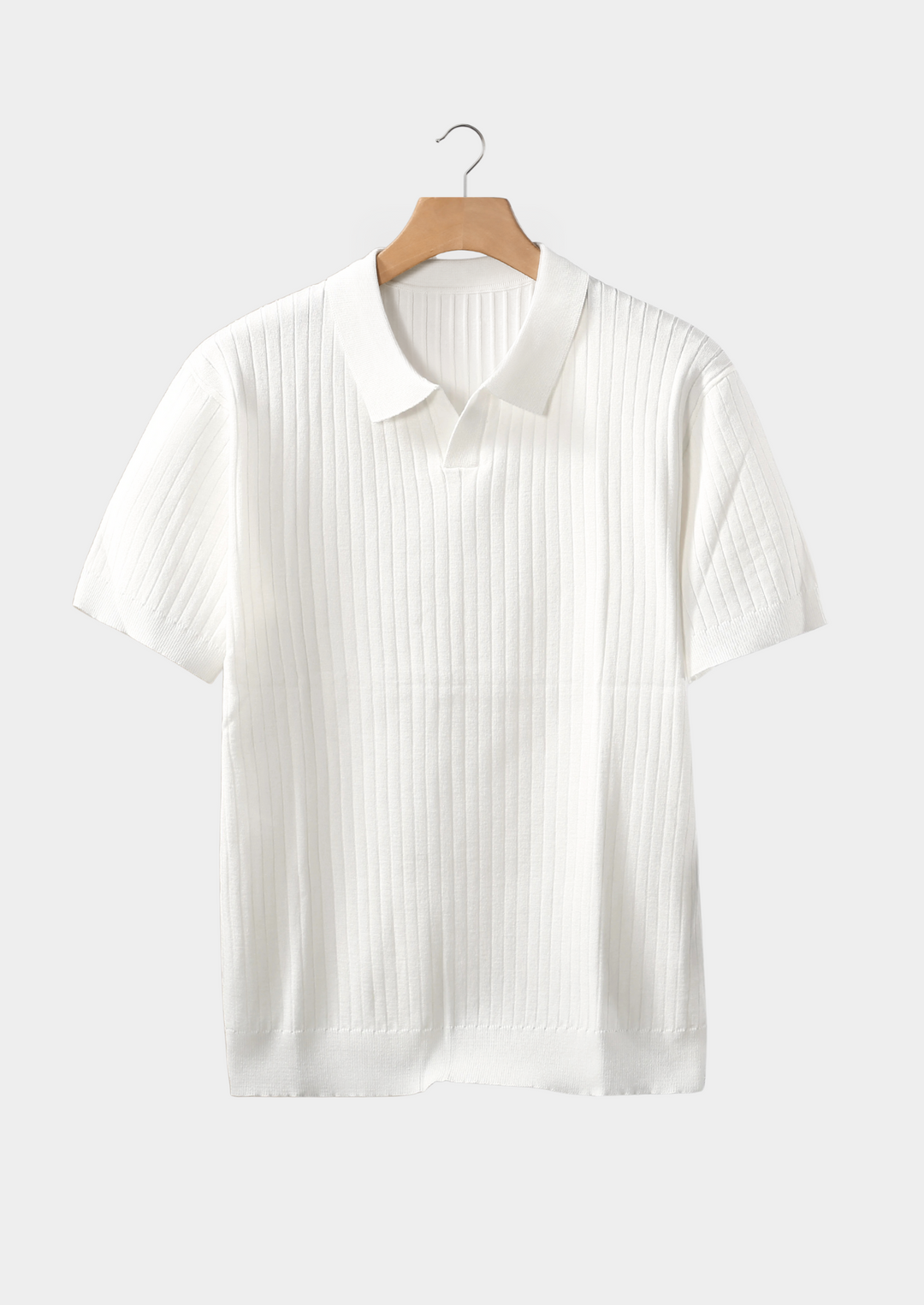 Ribbed Buttonless Polo white image 1 #color_white