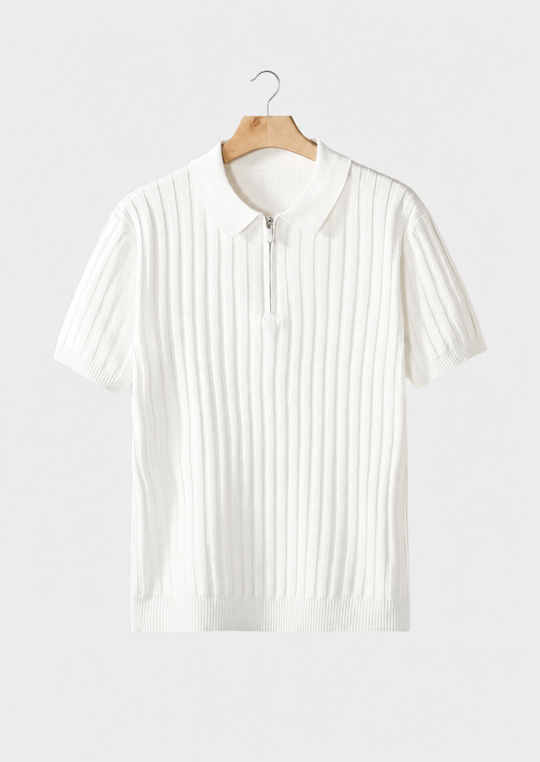 Ribbed Zipper Polo white image 1 #color_white