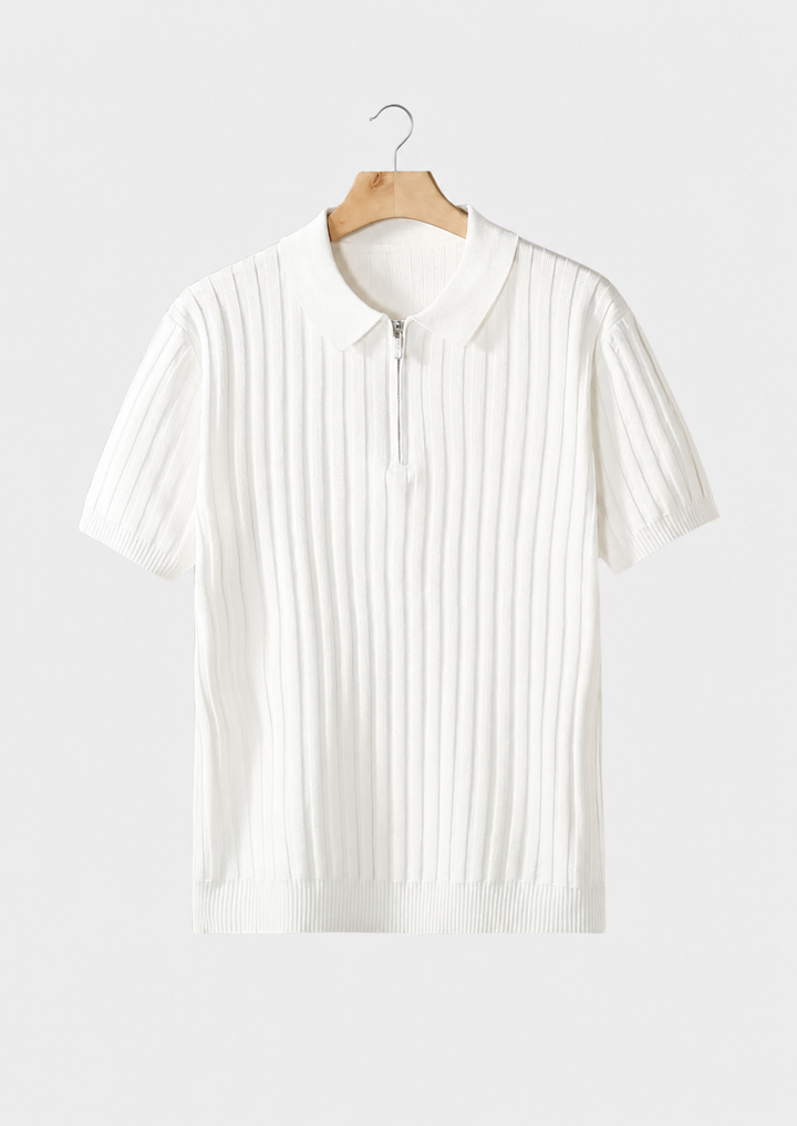 Ribbed Zipper Polo white image 1 #color_white