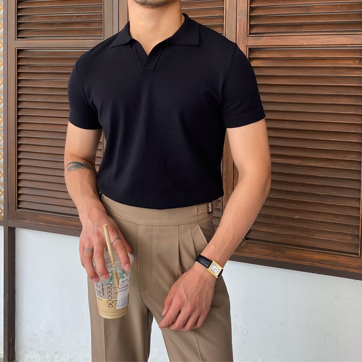 SEAMLESS-V COTTON KNIT POLO