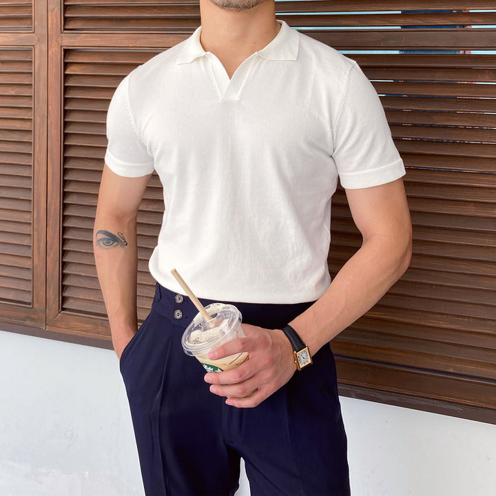 SEAMLESS-V COTTON KNIT POLO