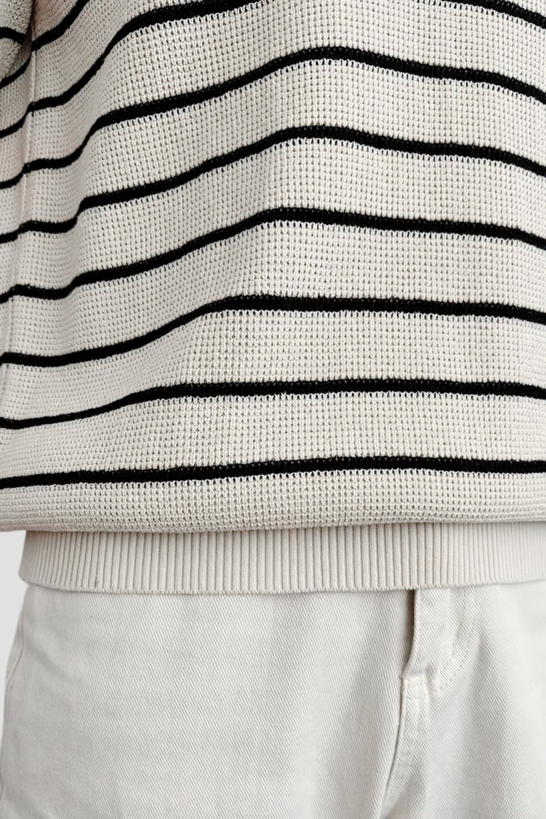 LINEAR KNIT OPEN-COLLAR POLO