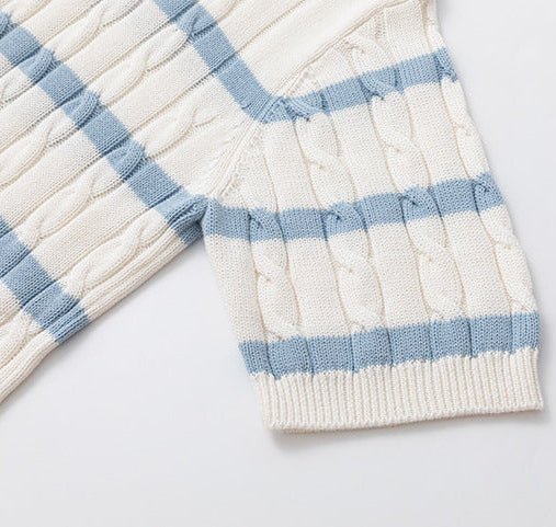 SILK-LINEN CABLE KNIT OPEN COLLAR POLO – RELAXED BOXY FIT