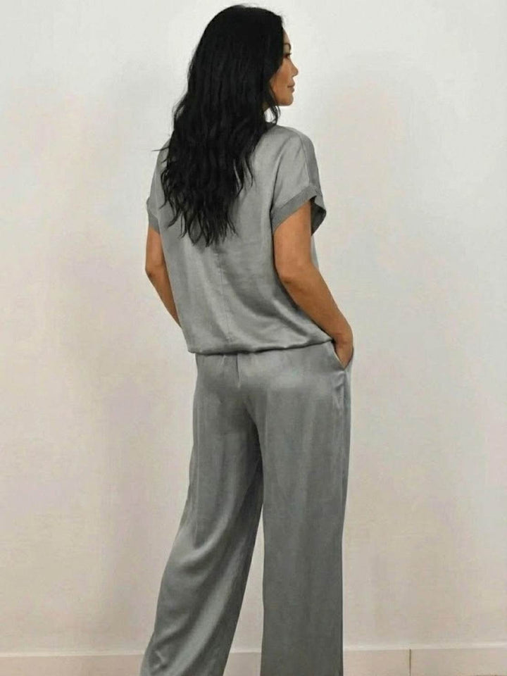"Silken Escape" Satin Two-Piece Set gray image 5 