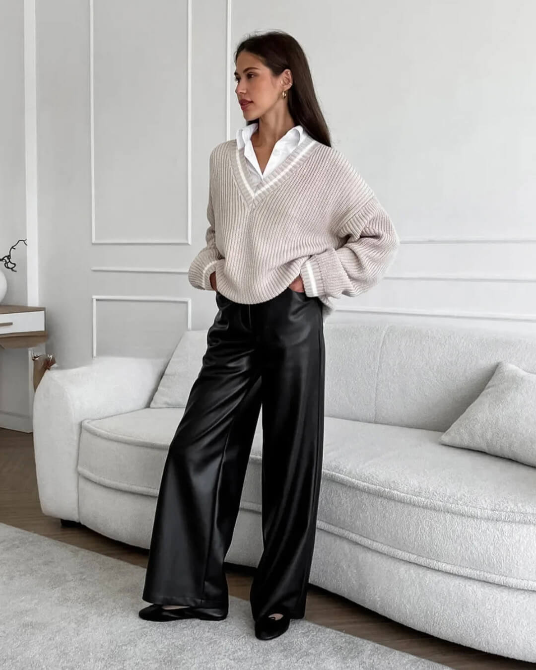 Wide Leg Leather Pants
