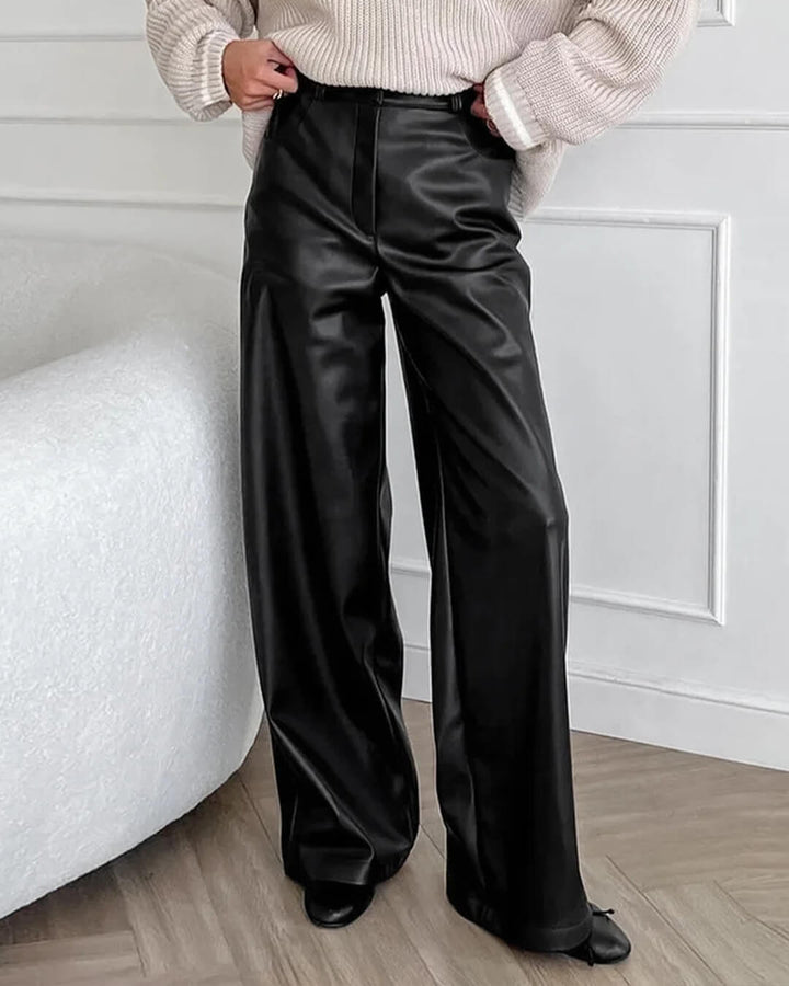 Wide Leg Leather Pants