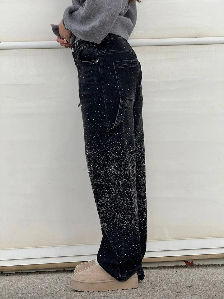Sparkling Baggy Cargo Denim Pants light wash image 5 