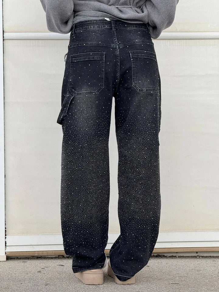 Sparkling Baggy Cargo Denim Pants light wash image 6 