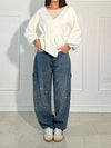 Sparkling Baggy Cargo Denim Pants