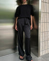 High Waist Satin Wide Leg Trousers