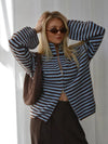 Striped Mock Neck Knit Cardigan