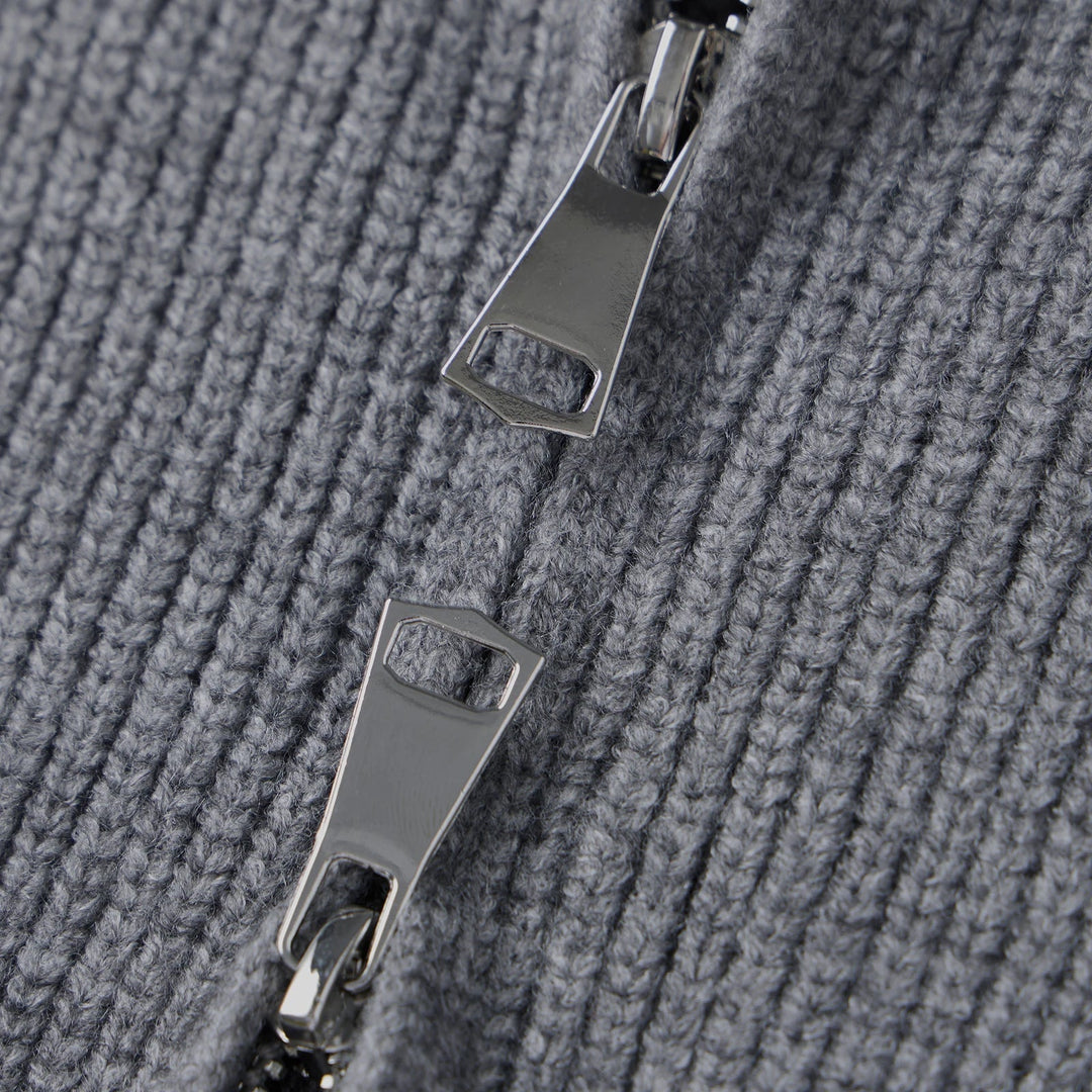 Double Zip Knit Cardigan light brown image 4 