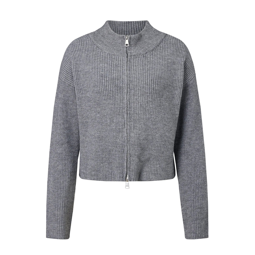 Double Zip Knit Cardigan gray image 2 